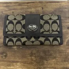 Coach 二つ折り財布 ブラック/ベージュ