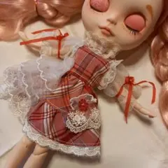 ネオブライス用赤と白チェックワンピース