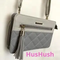 ★訳あり★HusHush キルティング お財布ショルダーバッグ グレーのサムネイル