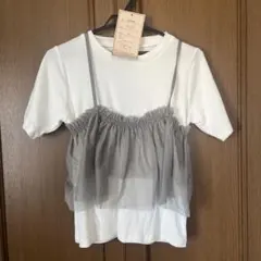 即購入可能　しまむら　チュールビスチェ＆白Tセット M
