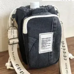 デニムリメイク　ポケット付き　ペットボトルカバー　ペットボトルポーチ