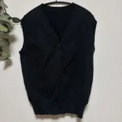 美品✨ブラックニットベスト ジレ ビスチェ ベスト 学校制服 インナー 寒さ対策