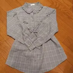 LIZLISA 長袖チェック柄ブラウス 袖リボン襟フリルハートボタン 美品のサムネイル