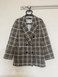 チェック柄 ダブルブレスト テーラードジャケット　ZARA