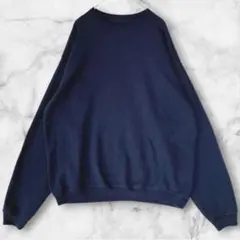 Hanes 裏起毛 スウェット トレーナー 無地 ゆったり M ネイビーのサムネイル