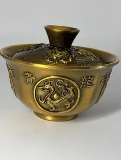 中国骨董品　古美術品　【乾隆年製】銘　青龍白虎朱雀玄武四大鎮神獣　茶杯　鎮宅開運
