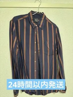 PS Paul Smith M ネイビーオレンジストライプシャツ