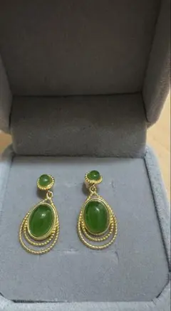 セール新品！天然石　碧玉　ピアス