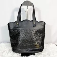極美品　DESROSA デスローサ　オーストリッチ型押しハンドバッグ　ブラックのサムネイル