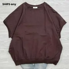 SHIPS any シップスエニィ コクーンショートスリーブスウェット ブラウン