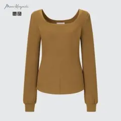 新品　マメクロ　ユニクロ　ヒートテックウールブレンドワッフルスクエアネックT