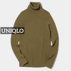 k0059 UNIQLO メリノリブタートルネックセーター オリーブ
