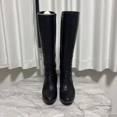 Max Maraブラックロングブーツ 高ヒール 金属ファスナー　箱付き