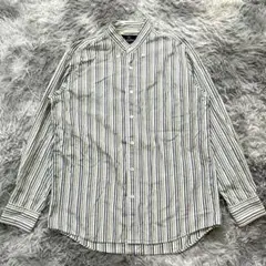 【Aquascutum】 ストライプシャツ (M) 綿100% 総柄 カジュアル