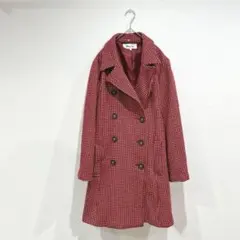 ピーコート 赤 ロング丈 美品 おしゃれ アウター ジャケット 冬 総柄