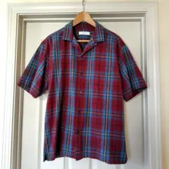 *美品　INHERIT　チェックシャツ　ボルドー　Ｌ*のサムネイル