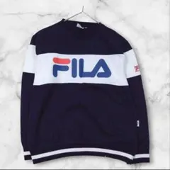 フィラ スウェット トレーナー ネイビー ビッグロゴ (M) ゆったり