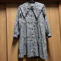 長袖ギンガムチェックワンピース