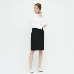 【名品】UNIQLO/ユニクロ ストレッチタイトスカート(無地) ブラック 58