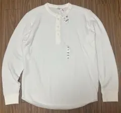 ユニクロ　サーマル　ワッフルヘンリーネックtシャツ