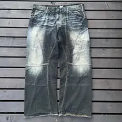 美品✨AUBERGE デニムパンツ レザーパッチ 月桂樹ボタン グレー 40 