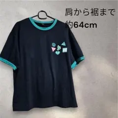 黒 Tシャツ 半袖 約64cm 黒✖️緑
