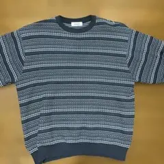 ネイビーとホワイトのボーダー半袖ニットのサムネイル