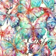 蝶のイラストの綿プリント生地
