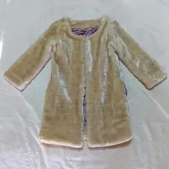 Vintage　ファーコート　ベロア　裏地 紫 フェミニン М