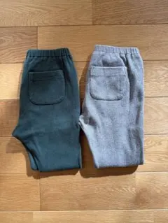 UNIQLOリブレギンス 100センチ　グレー　グリーン　2枚セット