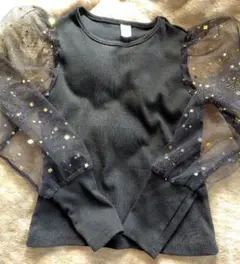 SHEIN 黒 長袖カットソー Sサイズ 透け袖　ブラウス