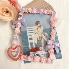 ホイップデコカードケース　ピンク色　ゆめかわ　　写真　推し活　原宿系　送料込み