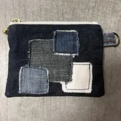 デニム　コスメポーチ　古銭入れ　ポーチ　イヤホンケース　アクセサリー　薬　ケース