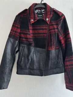 Desigual タータンチェック&シンセティックレザー素材