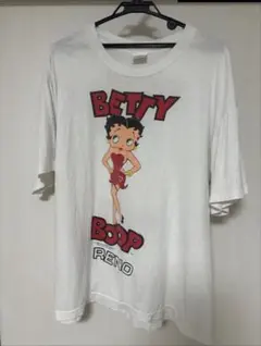 メンズ5L ベティちゃんBETTYBOOP バイカラープリントパーカー ホワイト 