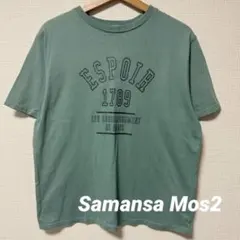 【美品】サマンサモスモス カレッジロゴプリントTシャツ 半袖 グリーン Fのサムネイル