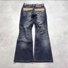 フレアデニム Y2K 赤耳 エドウィン 鬼ヒゲ　ギミック アーカイブ グランジ