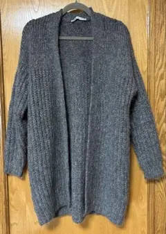 ZARA　ビッグシルエットニットロングカーディガン　グレー　Sサイズ