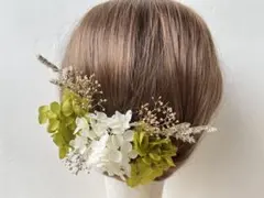 髪飾り ヘッドドレス 成人式 和装 振袖 ウェディング ドライフラワー ゴールド