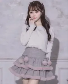 Pium ピウム ファー付きティアードミニスカート