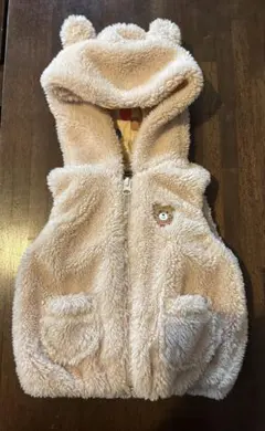 極美品MIKIHOUSE ミキハウス ボアベスト くま耳フード S 70〜80