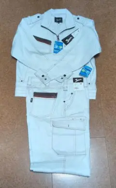 Jawin 作業服 上下セット 51700 シルバー Mサイズのサムネイル