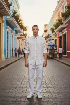 DIESEL ホワイト プリント柄 長袖シャツ