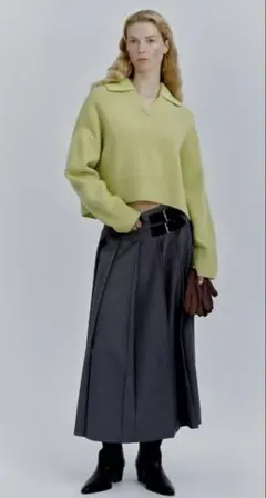 美品❣️Mila Owen バックル付きOne WAYプリーツスカート　GRY