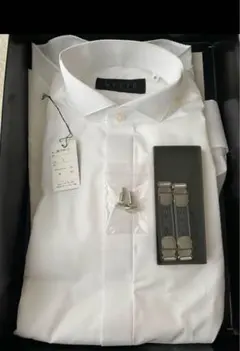 結婚式　ウィングカラーシャツ、カフス、 バンド、手袋4点セット