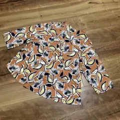 花柄オレンジ五分袖トップス