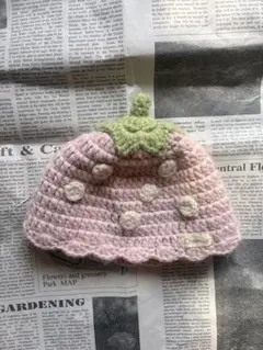 いちご型ベビー帽子 46cm ピンク