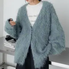 【forksy.】モンスターシャギーニットルーズVネックカーディガン