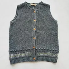 Crocodile ニットベスト ウール混 ボタン M（F221）