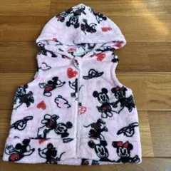 ミッキー&ミニー　フード付きベスト ピンク　80cm